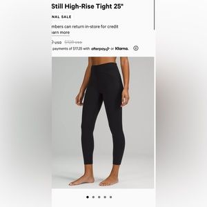 NWT Lululemon Black Instill HR Tight 25”